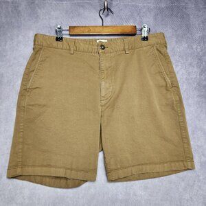 Flint and Tinder Shorts Mens 34 Brown Khaki Casual Chino Classic Summer Zip Fly